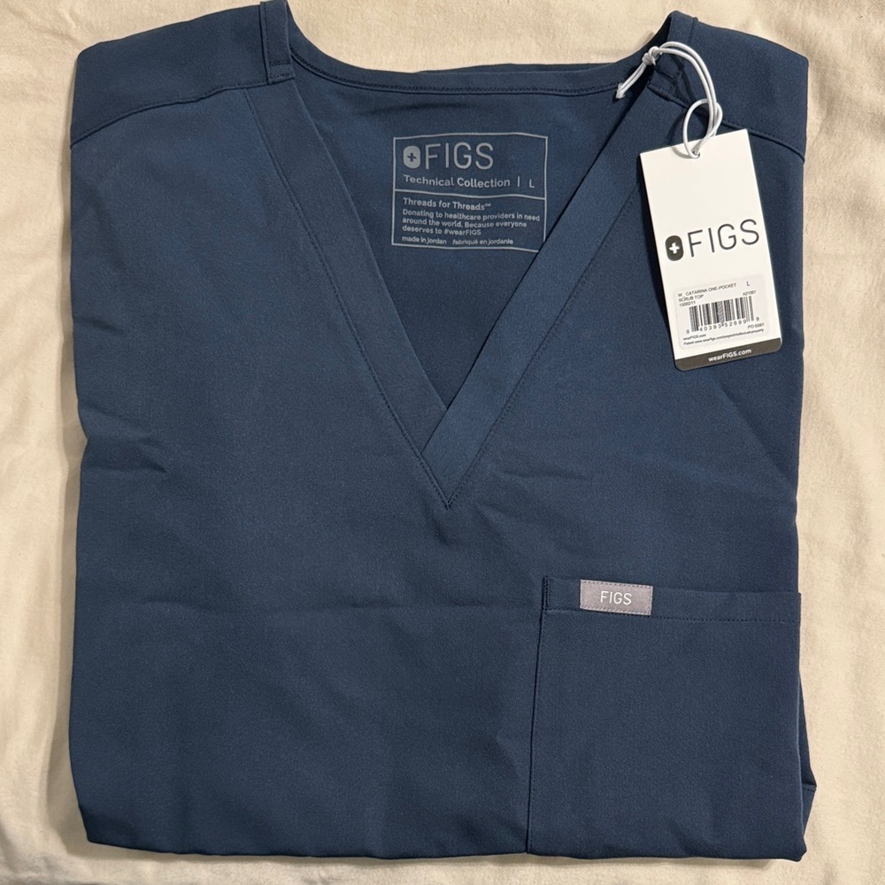 FIGS Women's V-Neck Medical Scrub Top in dark harbor